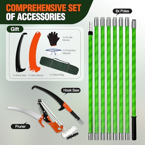 Pruning Shears, 27ft Extendable Tree Pruner - style: 5.5FT-27.5FT - Sectional Pole with 2 Saws & Pruner Saw