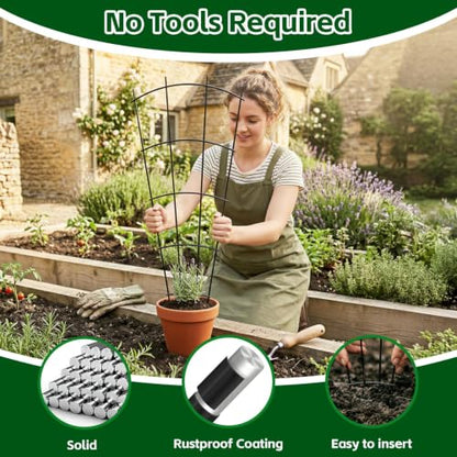 Thealyn 24" Metal Plant Trellis, Climbing Plant Support, 4 Pack Black - size: 24 inch