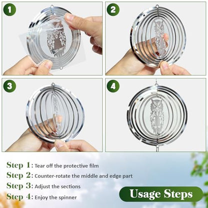 CHONOVO 12 Discs 4 Set Bird Deterrents for Outside, Owl Wind Spinner - size: Owl (12 Discs 4 Pcs)