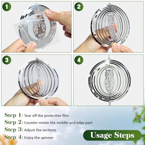 CHONOVO 12 Discs 4 Set Bird Deterrents for Outside, Owl Wind Spinner - size: Owl (12 Discs 4 Pcs)