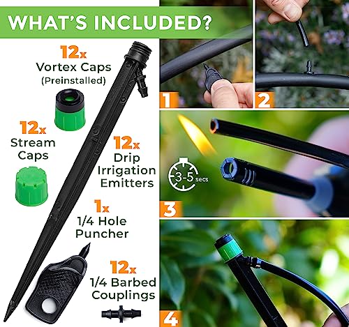 CARPATHEN 1/4" Drip Irrigation Emitters Vortex Sprinker Parts, 12 pcs