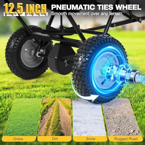 AugFir Tow Behind Broadcast Spreader, 12 FT Spread Width Pull Behind Spreader, Lawn Fertilizer Spreader Seeder for Grass Seed, Salt, Ice Melt