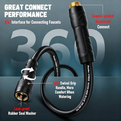 Garden Hose 10ft x 5/8", NON-EXPANDABLE Heavy Duty Premium Flexible Hose - color: Black, size: 10ft