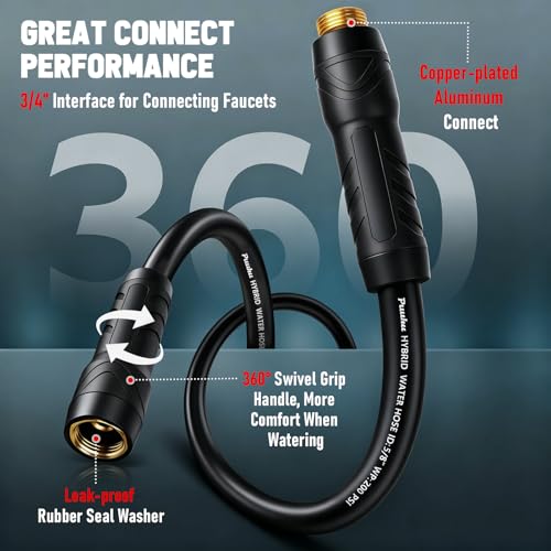 Garden Hose 25ft x 5/8", NON-EXPANDABLE Heavy Duty Premium Flexible Hose - color: Black, size: 25ft