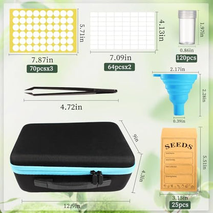 120 Slots Seed Storage Organizer with 25 Envelopes Portable Sturdy Seeds Container Box Airtight Garden Seed Saver Saving Kit (medium-120 Slots) - size: medium-120 Slots