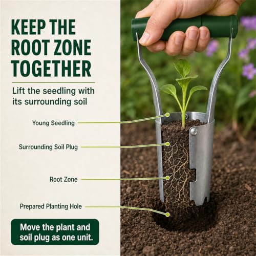 Bulb Planter Tool with Depth Marker, Heavy Duty Manual Garden Dibber - color: Dark green