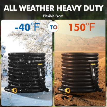 200 FT Heavy Duty Garden Hose, 5/8 in Rubber Water Hose, Black - size: 200FT-Black