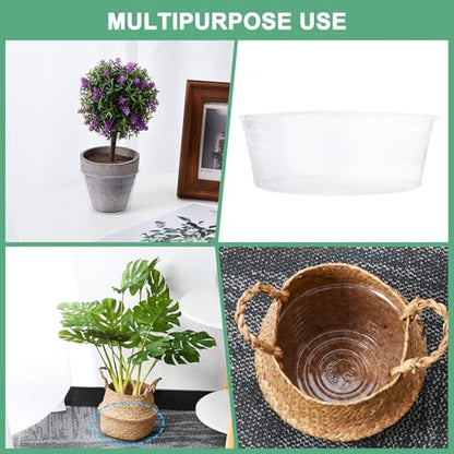 M METERXITY 10-Pack Plastic Plant Saucer, 12 Inch Clear Thin Plant Saucer Drip Tray for Indoor/Outdoor, Planter Liners Nursery Pots - size: 12 Inch