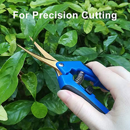GROWNEER 3 Packs Pruning Shears with Straight Precision Blades, 6 Packs Shears with Curved Blades Gardening Hand Pruning Snips