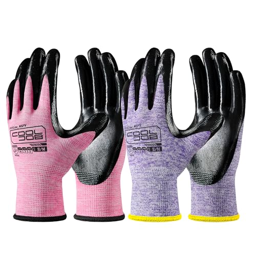 COOLJOB 10/20 Pair Safety Work Gloves for Women Non-slip, Nitrile Coated - size: Medium (Pack of 20)