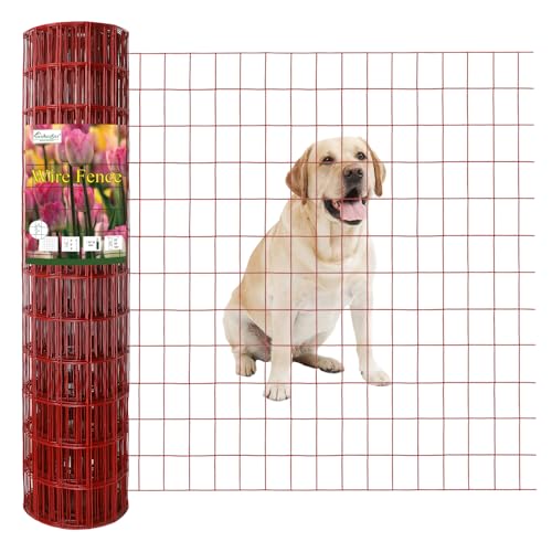 Red PVC Coated Welded Wire Fence 36" x 50' Roll, 2"x3" Mesh, 16 Gauge - color: Red, size: 2''x3'' 16GA 36''x50'