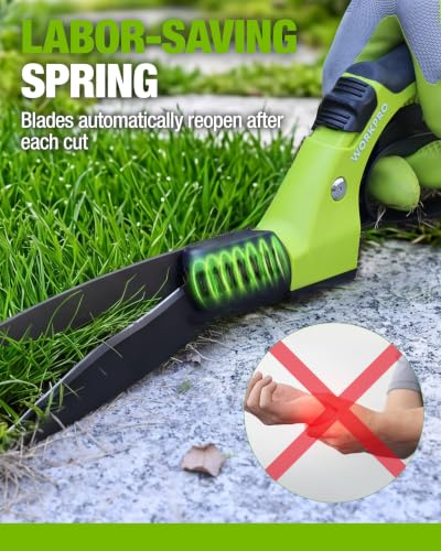 WORKPRO Grass Shears Handheld, Grass Clippers with 360 Degree Swivel Blades