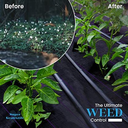 Super Geotextile Professional 5oz Geotextile Weed Barrier Fabric - Heavy Duty Landscape Fabric for Gardening, Landscaping, Weed Fabric (3x250) - size: 3' x 250'