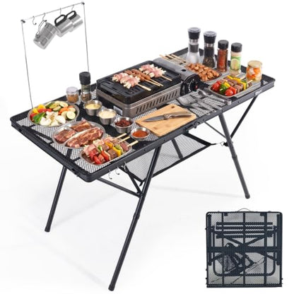 Portal 4 ft Folding Camping Grill Table Heavy Duty Portable Outdoor for BBQ
