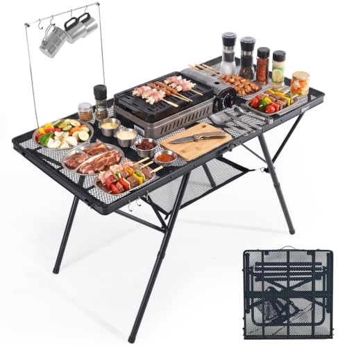 Portal 4 ft Folding Camping Grill Table Heavy Duty Portable Outdoor for BBQ