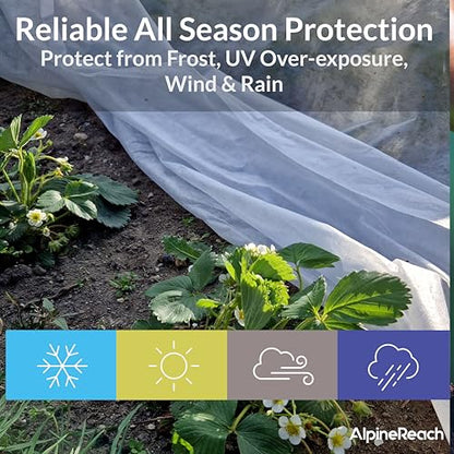 AlpineReach Plant Covers Frost & Sun Protection 10 x 50 ft - Thick 1.2 oz/yd² Freeze Blanket to Low 28 °F Temperatures Floating Row, Garden Fabric Material, Protect in Winter Cold, Gardening Down - size: 10ft x 50ft