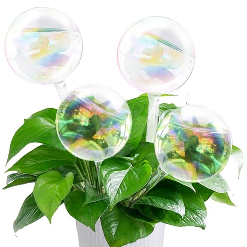 Pynqdfu 4 Pcs Large Plant Watering Globes,Self Watering Planter Insert Plant Accessories,Rainbow Gradient Glass Watering Devices for Vacation,Travel,Indoor,Outdoor,Home,Garden,10.6" L×3.15" D - size: 4PCS 27CM