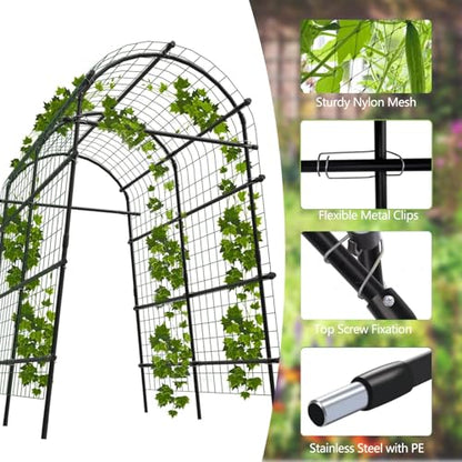Garvee Metal Garden Arch Trellis 7.7Ft Black - size: 7.7x6x4 Ft