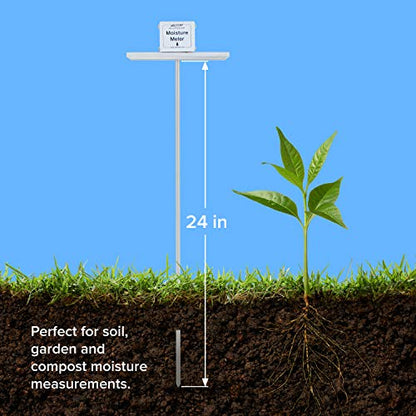 Reotemp 24 Inch Garden and Compost Moisture Meter, Garden Tool Ideal for Soil, Plant, Farm and Lawn Moisture Testing - size: 24 Inch Stem