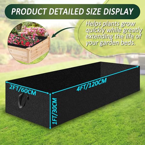 2PCS Raised Garden Bed Liner Fabric Raised Garden Bed Breathable Drainage Rectangle Grow Bags with Handles Fabric Garden Bed for Outdoor Garden Bed Holds Soil - 4ft x 2ft x 1ft - style: 4x2x1ft 2PCS