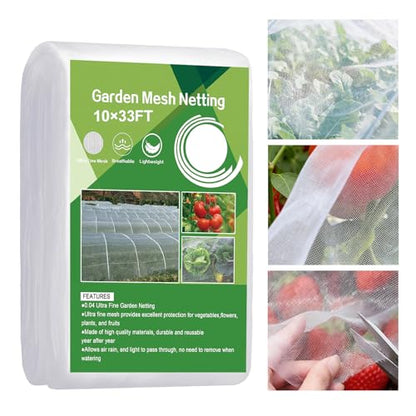 Garden Netting, Plant Covers 10x33Ft Net Ultra Fine Mesh Protection Netting for Vegetable Plants Fruits Flowers Crops Greenhouse Row Cover Raised Bed Barrier Screen Protection Net Cover - size: 10FT*32FT
