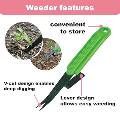 SUMIO Manual weeders,Garden Weeder, Easily removes Weeds and Digs Deeper Roots (Green)