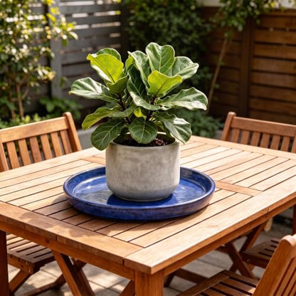 Ceramic Plant Saucer, 11.4 inch, Falling Blue - color: Falling Blue