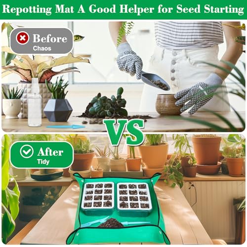 Reusable Silicone Seed Starter Tray, 60 Cells Seed Starter Kit with Humidity Adjustable Dome and Lid, Plant Germination Trays with Repotting Mat 5 Packs Germination Kit for Seeds Grow Starting