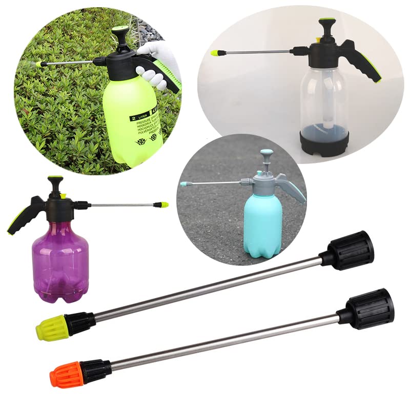 2 Pack Half-Gallon Garden Handheld Sprayer Nozzle Replacement with 10'' Extended Rod Adjustable Spraying Tips Parts for 0.5gal Garden Pump Sprayer Pressure Water Spray Bottle 2L Plant Mister