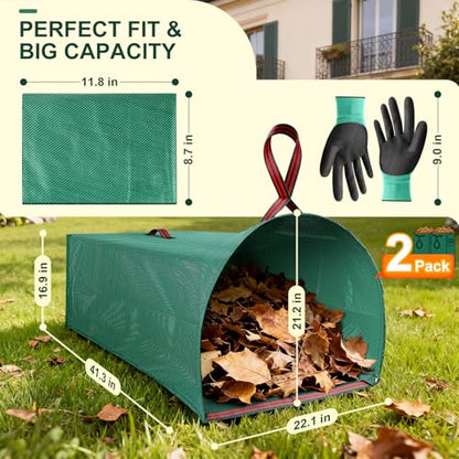 Yard Waste Bags 72 Gal 2-Pack, Reusable No-Bend Dustpan Leaf Bags