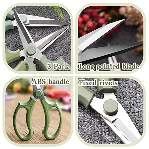 3Pcs Garden Flower Scissor,Floral Scissors Pruning Shears,Stainless Steel Flowers Scissors with Comfortable Grip Handles,Premium Garden Clippers for Flower Arrangement,Gardening Tool - style: Green
