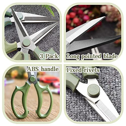 3Pcs Garden Flower Scissor,Floral Scissors Pruning Shears,Stainless Steel Flowers Scissors with Comfortable Grip Handles,Premium Garden Clippers for Flower Arrangement,Gardening Tool - style: Green