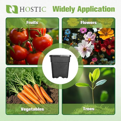 HOSTIC 3 Gallon Square Nursery Pots Flexible Plastic Pots for Plants Gallon Pot with Drainage Holes 10 Pcs - color: Black, size: 3 Gallon-10Pcs