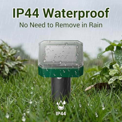 Solar Powered Mole Repeller Gopher Deterrent Outdoor Groundhog Repellent Ultrasonic Snake Armadillo Repeller Waterproof Effective for Yard Lawn Garden (8, Jade)