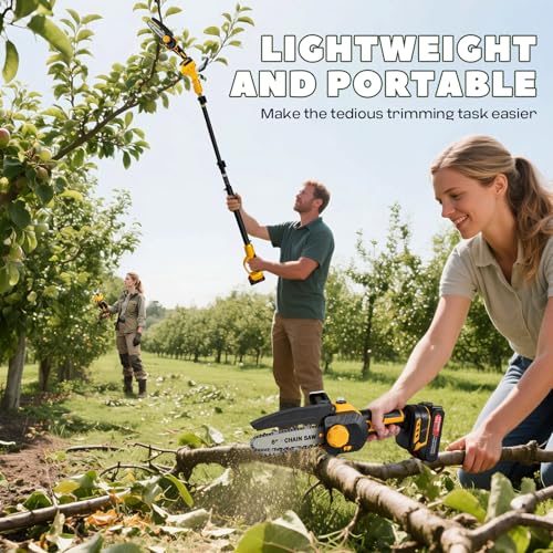 4-in-1 Cordless Pruner Kit, 2.5" Cut & 15 ft Pole Chainsaw