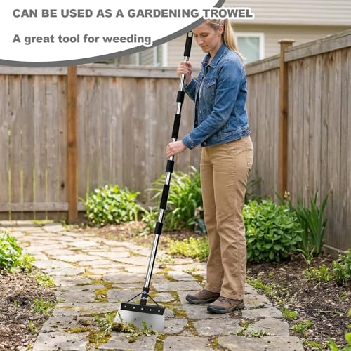 Garden Flat Shovel Heavy Duty Cleaning Shovel with 60 Inch Long Handle Multifunctional Garden Tools for Weeding Scraping,Ice & Snow Removal,Breeding Farm Cleaning