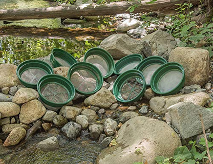SE 9-Piece Patented 13.25-Inch Wide Stackable Sifting Pan Set for Gold Prospecting with Stainless Steel Mesh - GP2-9 SET - size: 9 Pieces, style: Pans