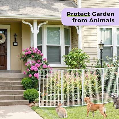 SunsGrove Garden Fence with Gate 50 in(H) x 20.5 ft(L) 8 Panels, Heavy Duty Metal Animal Barrier for Dog and Rabbit, Garden Fencing, Easy Set Up, White - color: White, size: 50 in(H) x 20.5 ft(L) 7 Panels +1 Gate