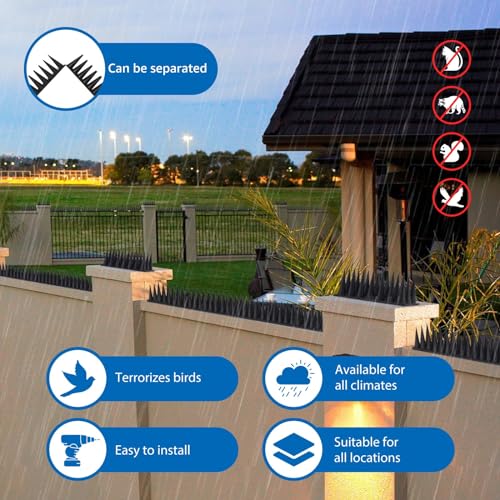 CIIC Bird Spikes, 20 Pack Pigeon Squirrel Raccoon Cat Deterrent Spike Outside Anti Birds Defender Outdoor to Keep Robin Away Roof Fence Window Nest 18.7 Feet(5.7m), Black - color: Black