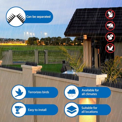 CIIC Bird Spikes, 20 Pack Pigeon Squirrel Raccoon Cat Deterrent Spike Outside Anti Birds Defender Outdoor to Keep Robin Away Roof Fence Window Nest 18.7 Feet(5.7m), Black - color: Black