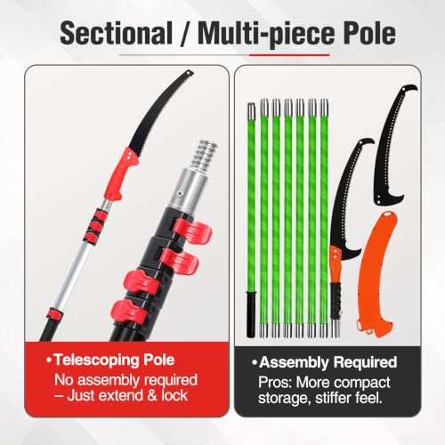 26FT Pole Saw, Telescoping Tree Trimmer with 5-20FT Extension Pole - style: 5FT-20FT - Telescoping Pole with Saw