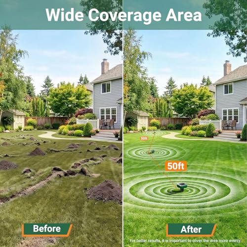 Mole Repellent for Lawns Solar Powered, 8 Packs Ultrasonic Mole Stakes for Yard, IP65 Waterproof Gopher Repellent to Get Rid of Gopher, Vole and Snake for Lawn Garden Yard Farm