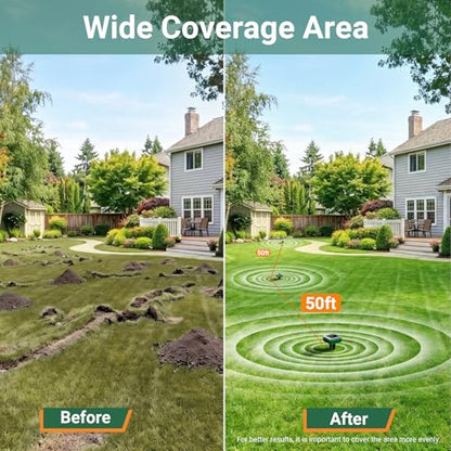 Mole Repellent for Lawns Solar Powered, 8 Packs Ultrasonic Mole Stakes for Yard, IP65 Waterproof Gopher Repellent to Get Rid of Gopher, Vole and Snake for Lawn Garden Yard Farm