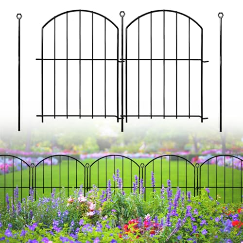 Decorative Garden Fence 17in(H)x13in(W), 26 Pack Rustproof Metal No Dig Fence Animal Barrier for Dog, Arched Flower Bed Edging Ornamental Wire Border Panel Fencing for Yard Patio Outdoor Decor - color: Black, size: 17 in(H)