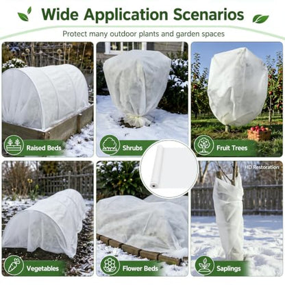 Tigeen 12 x 50 ft Frost Cloth for Plants, 45gsm Heavy Duty Frost Cover - size: 12 x 50 ft