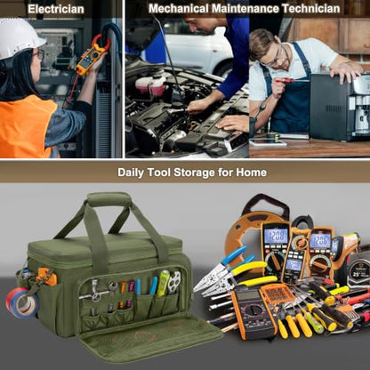Rexmica 14-Inch Tool Bag Tool Storage Organizer Tactical Range Bag, Green - color: Green
