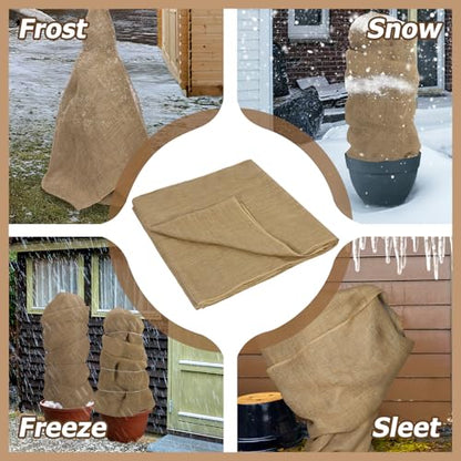 ANPHSIN 40ftx40in Natrual Burlap Plant Covers Freeze Protection - size: 40ft