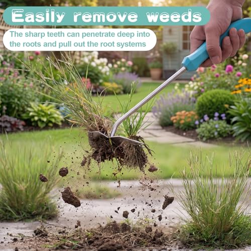 Garden Weed Pulling Tool,Weeder Tool,Garden Tools,Adopting Ergonomic Handle Design,Gardening Tools,Weed Puller Tool Suitable for Farm Planting(Blue Handle)