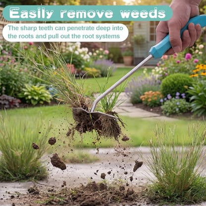 Garden Weed Pulling Tool,Weeder Tool,Garden Tools,Adopting Ergonomic Handle Design,Gardening Tools,Weed Puller Tool Suitable for Farm Planting(Blue Handle)