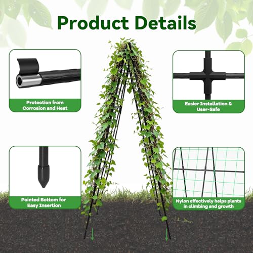 Cucumber Trellis 49.4"*49.4" Metal Garden Trellis for Climbing Plants,Black - size: 50"*32"*50"-B